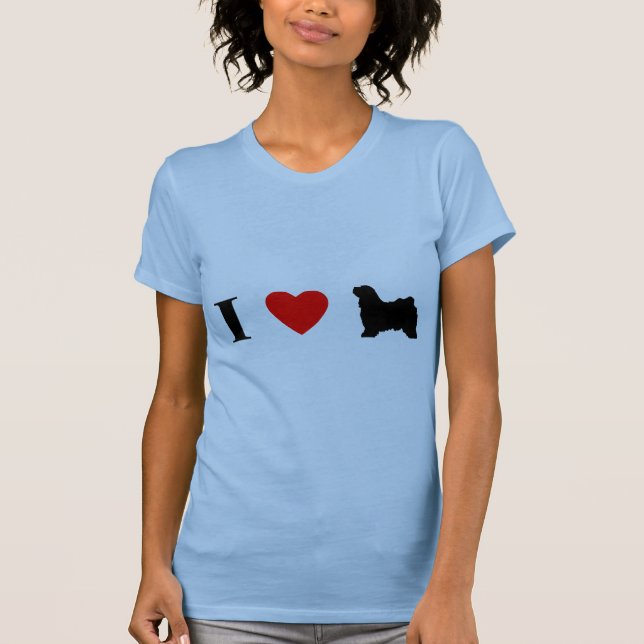 T-shirt J'aime des dames de terriers tibétains (Devant)