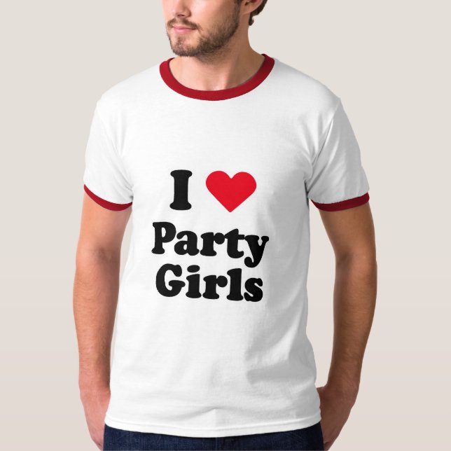 T-shirt J'aime des filles de partie (Devant)
