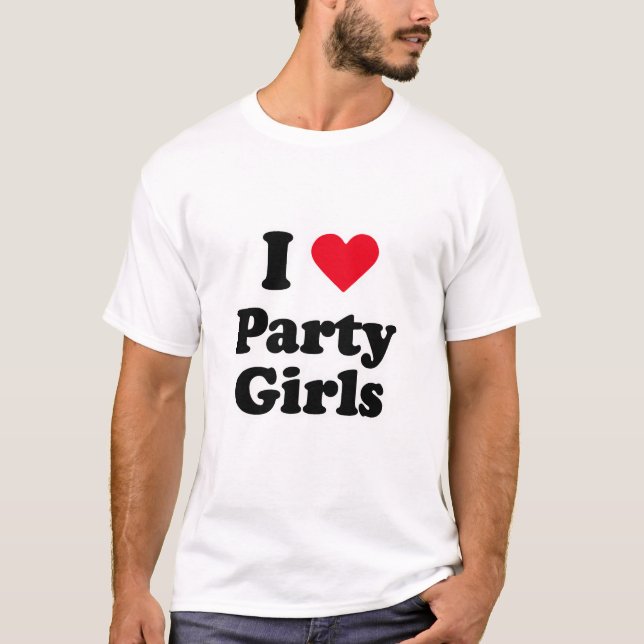 T-shirt J'aime des filles de partie (Devant)