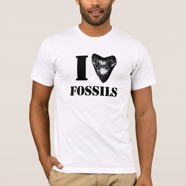 T-shirt J'AIME des FOSSILES Megalodon (Devant)