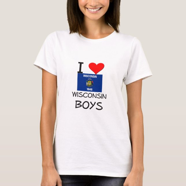 T-shirt J'aime des garçons du Wisconsin (Devant)