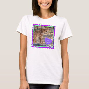 T-shirt J'aime des girafes ! Bébé mignon cadre pourpre e