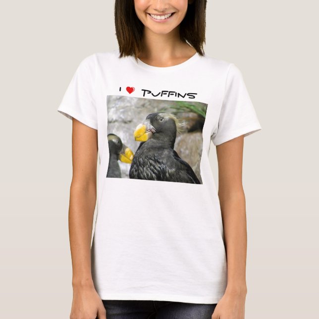 T-shirt J'aime des macareux (le fond clair) (Devant)