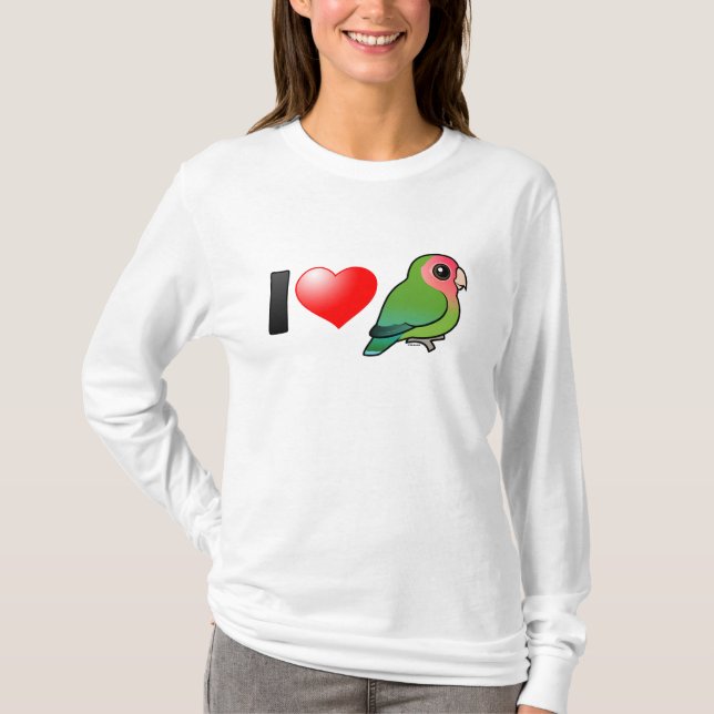 T-shirt J'aime des perruches Pêche-faites face (Devant)