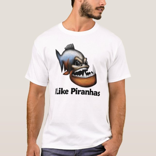 T-shirt J'aime des piranhas (Devant)
