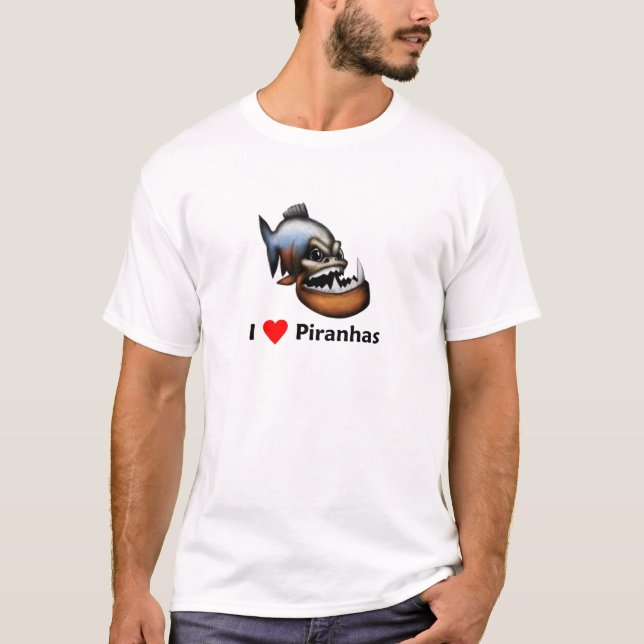 T-shirt J'aime des piranhas (Devant)
