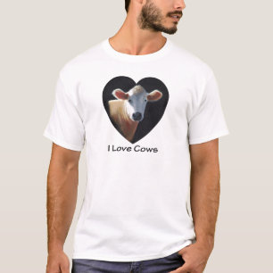 T-shirt J'aime des vaches : Vache Brown au pastel d'huile