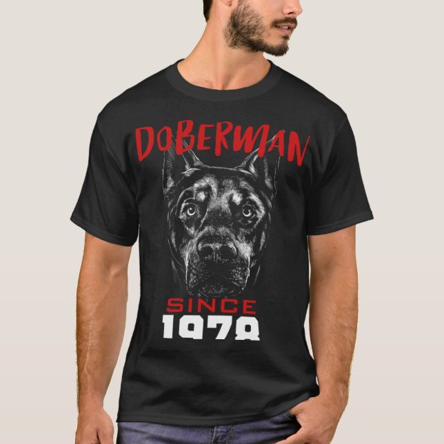 T-shirt J'aime doberman depuis 1978 (Devant)