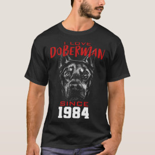 T-shirt J'aime doberman depuis 1984