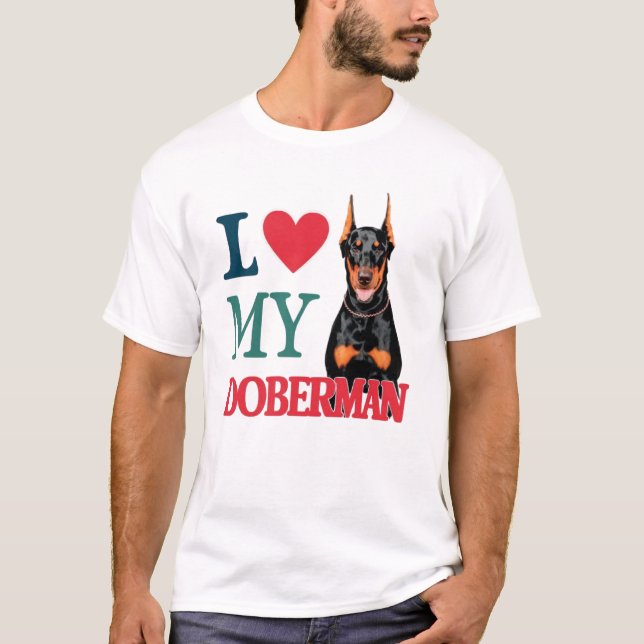 T-shirt J'aime Doberman Dog (Devant)