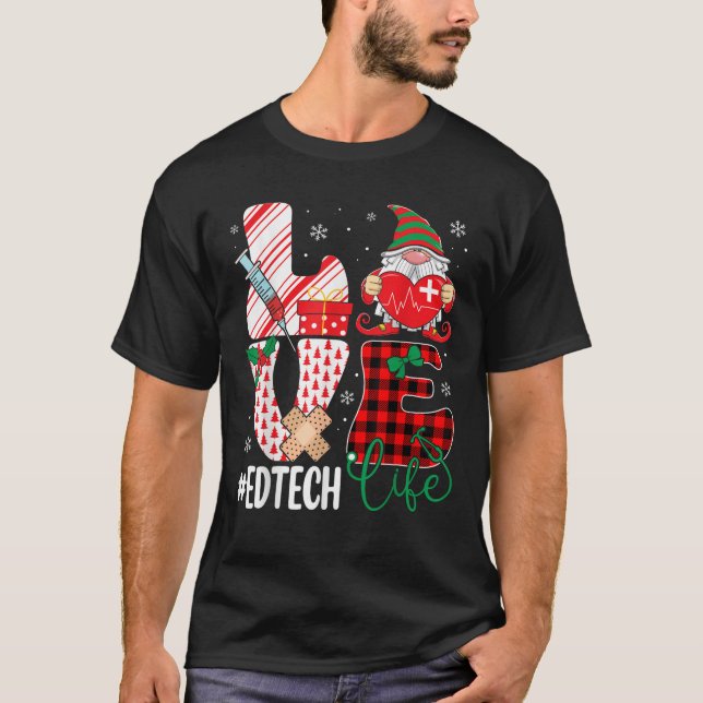 T-shirt J'aime ED TECH Drôle Gnome Infirmière Stethoscope  (Devant)
