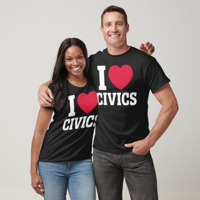 T-shirt J'Aime Enseignant Et Étudiant Civique (Unisexe)