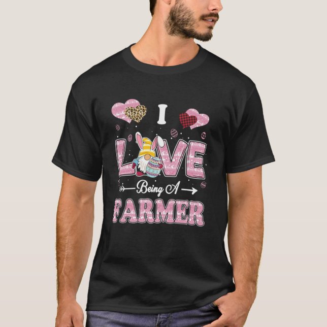 T-shirt J'Aime Être Agriculteur Pâques Gnome Titre Du Trav (Devant)