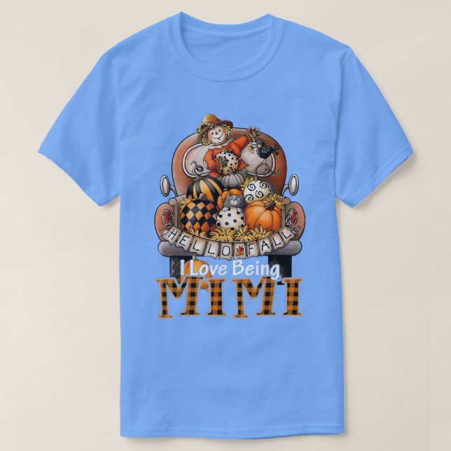 T-shirt J'Aime Être Mimi Agriculteur Plaid Truck Citrouill (Design devant)