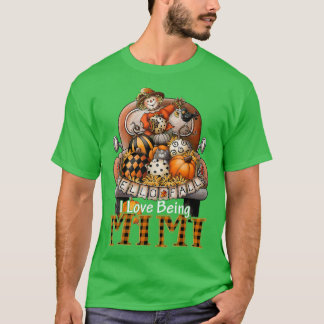 T-shirt J'Aime Être Mimi Agriculteur Plaid Truck Citrouill