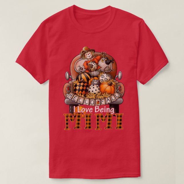 T-shirt J'Aime Être Mimi Plaid Truck Farmer Citrouille Spi (Design devant)