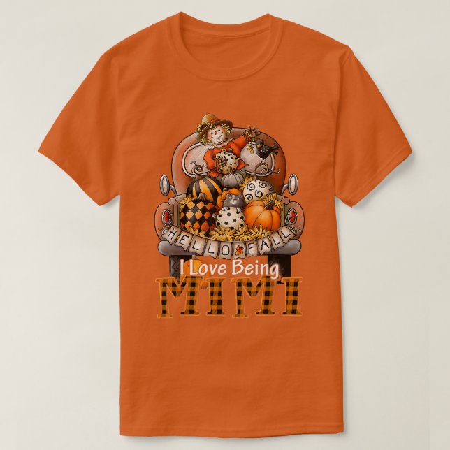 T-shirt J'Aime Être Mimi Plaid Truck Farmer Citrouille Spi (Design devant)