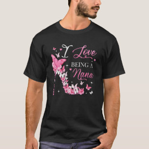 T-shirt J'aime être Nana High Heel Butterflies Mère D