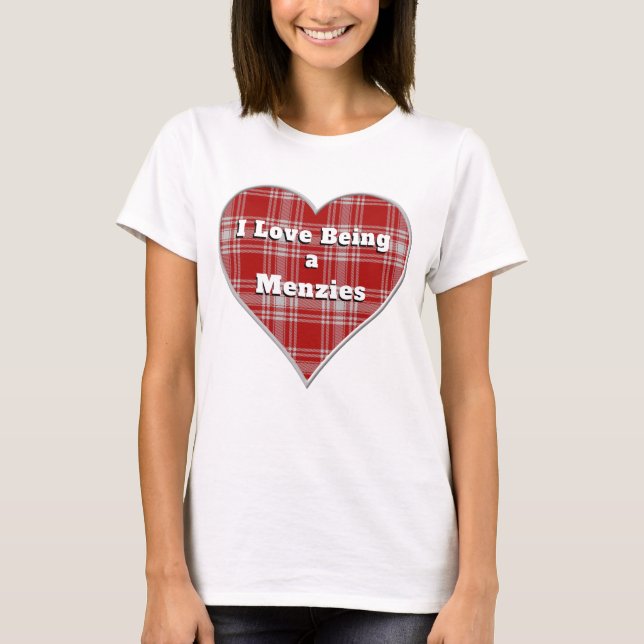 T-shirt J'aime être un Clan Rouge Tartan Coeur Plaid (Devant)