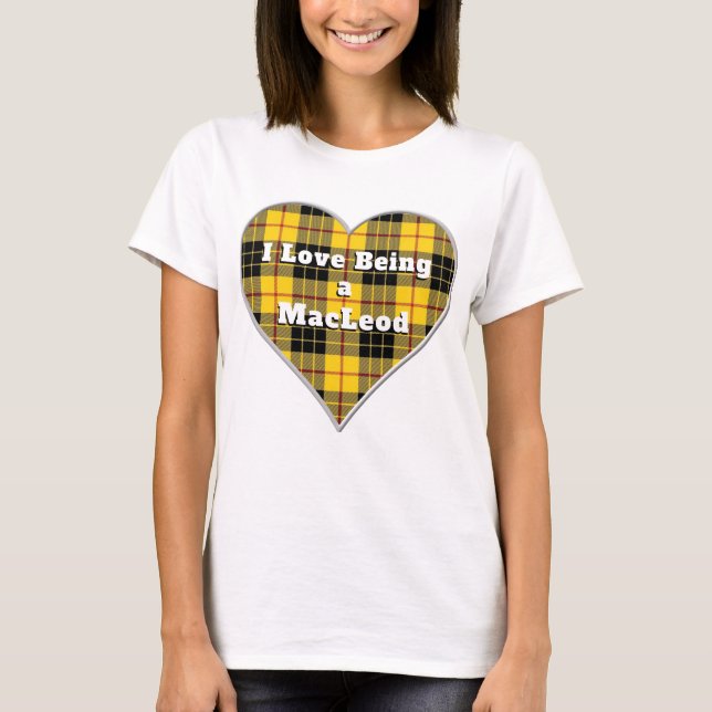 T-shirt J'aime être un coeur de tartan de clan de MacLeod (Devant)