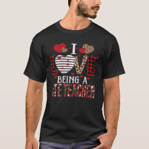 T-shirt J'Aime Être Un Enseignant CTE Rouge Coeurs Plaid V