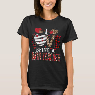 T-shirt J'Aime Être Un Enseignant En Maths Rouge Coeurs Pl