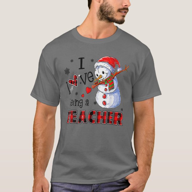 T-shirt J'Aime Être Un Enseignant Noël Dabbing Snowman D (Devant)