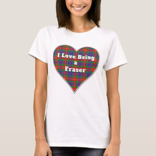 T-shirt J'aime être un Fraser Lovat Clan Tartan Heart