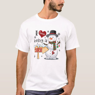 T-shirt J'Aime Être Un Gigi Snowman Drôle Noël De Famille