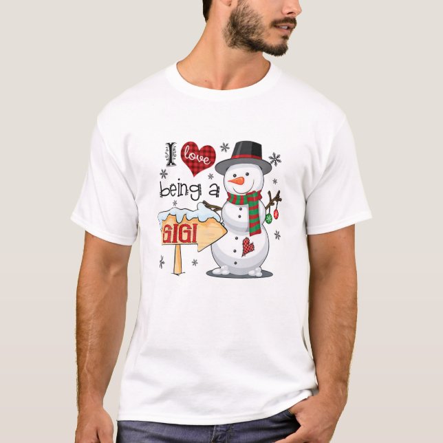 T-shirt J'Aime Être Un Gigi Snowman Drôle Noël De Famille (Devant)