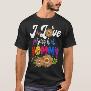 T-shirt J'Aime Être Un Mère Léopard Tournesols Papillon