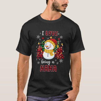 T-shirt J'Aime Être Un Nana Snowman Noël Arbre Noël Noël N