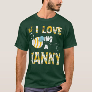 T-shirt J'Aime Être Une Nanny Sunflower Bee Grandma Femmes