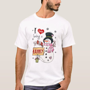 T-shirt J'Aime Être Une Nounou Snowman Noël Drôle Noël