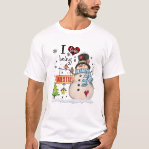 T-shirt J'Aime Être Une Tante Snowman Noël Drôle Noël