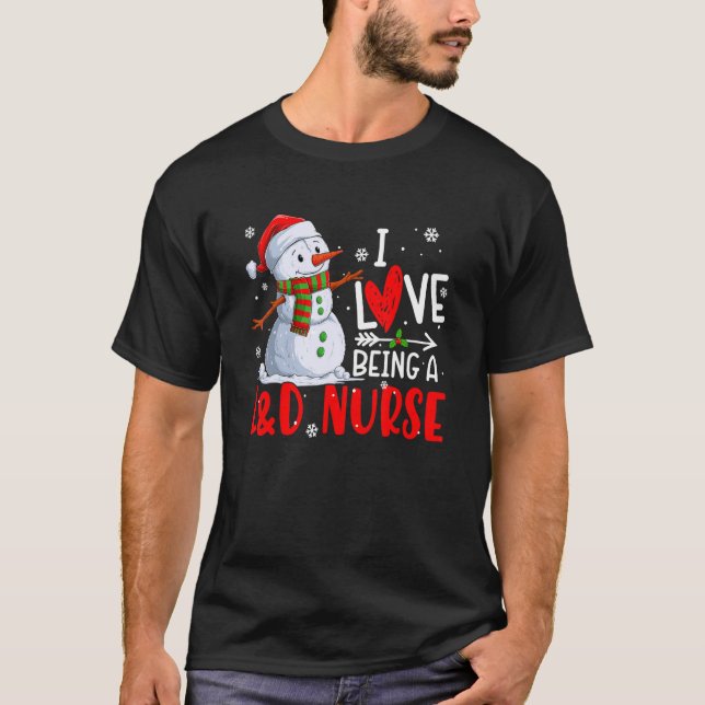 T-shirt J'Aime Être Une Vieille Infirmière Snowman Noël Tr (Devant)