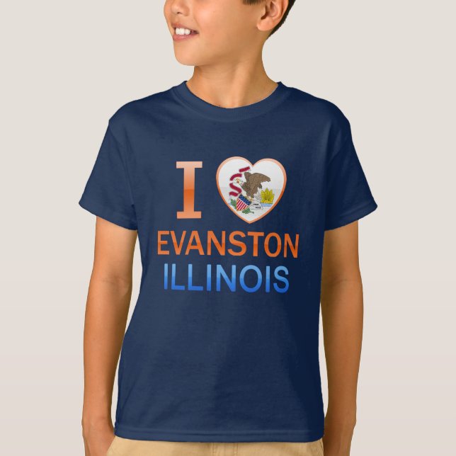 T-shirt J'aime Evanston, IL (Devant)