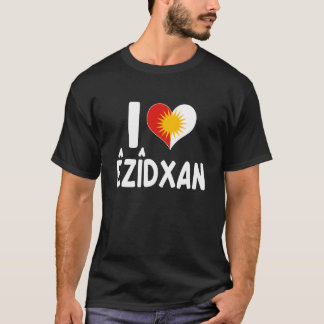 T-shirt J'aime Ezidxan Drapeau Soleil Yézidi Cœur Fierté Y