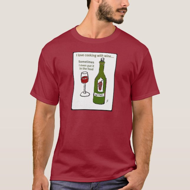 T-SHIRT J'AIME FAIRE CUIRE AVEC DU VIN PARFOIS QUE JE LE (Devant)