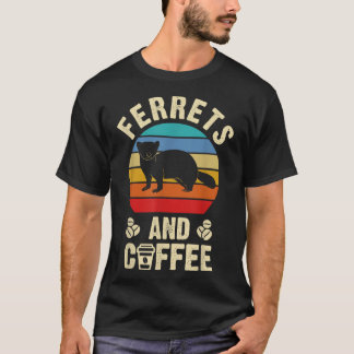 T-shirt J'aime Ferrets & Café Funny vintage Pet thème lo