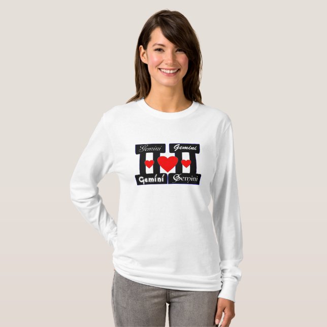 T-shirt ♊  J'Aime Gemini-Best Zodiac Sign Fab Manches long (Devant entier)