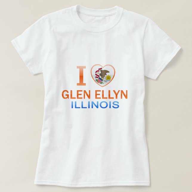 T-shirt J'aime Glen Ellyn, IL (Design devant)
