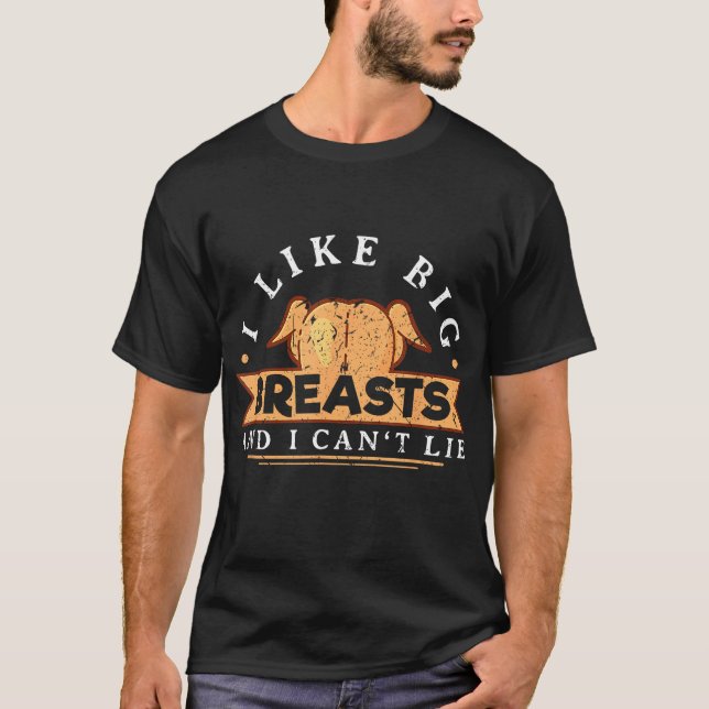 T-shirt J'Aime Gros Seins Drôle Thanksgiving Turquie Plais (Devant)