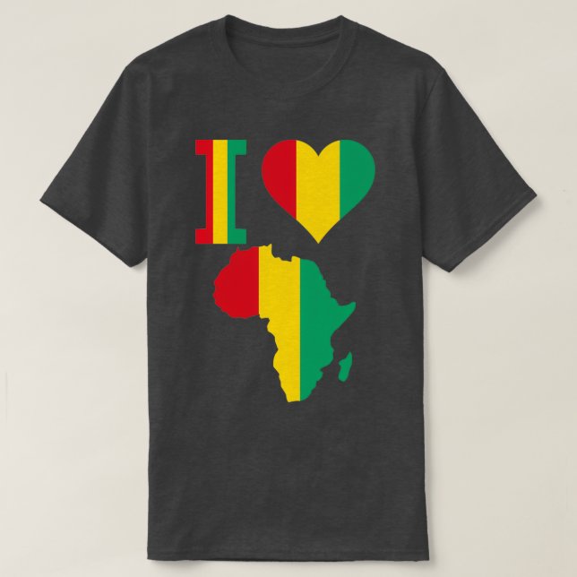 T-shirt J'aime Guinée Conakry drapeau Afrique Carte (Design devant)