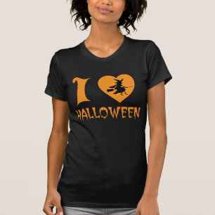 T-shirt J'aime Halloween avec la sorcière effrayante