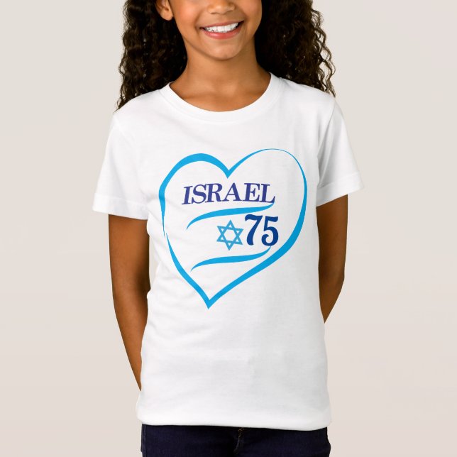 T-Shirt J'aime Israël 75 Anniversaire, Fête de l'Indépenda (Devant)