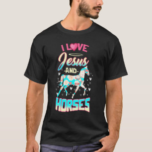 T-shirt J'aime Jésus Chevaux Foi Chrétienne Florale Cheval