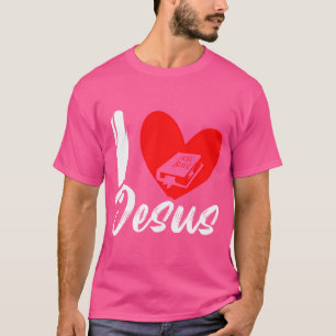 T-shirt J'aime Jésus-Christ chrétien Dévot Coeur Saint-B