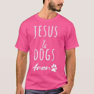 T-shirt J'Aime Jésus Christ Et Chiens Amen Drôle Chrétien
