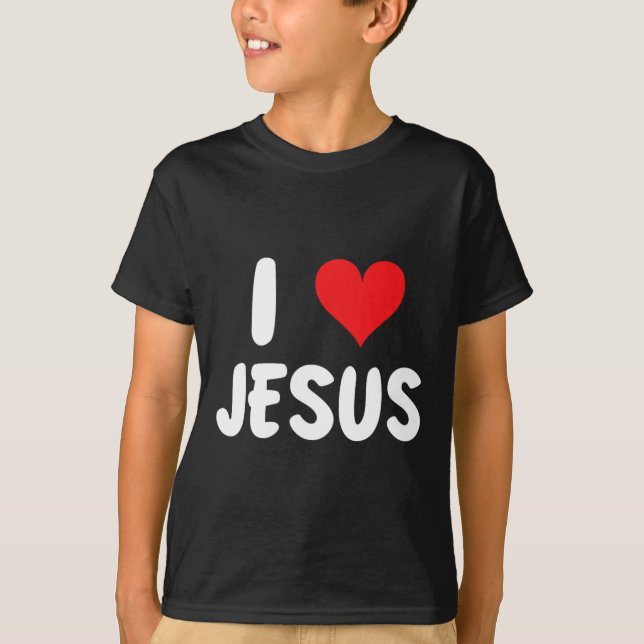 T-shirt J'aime Jésus - Cœur - Nom  (Devant)
